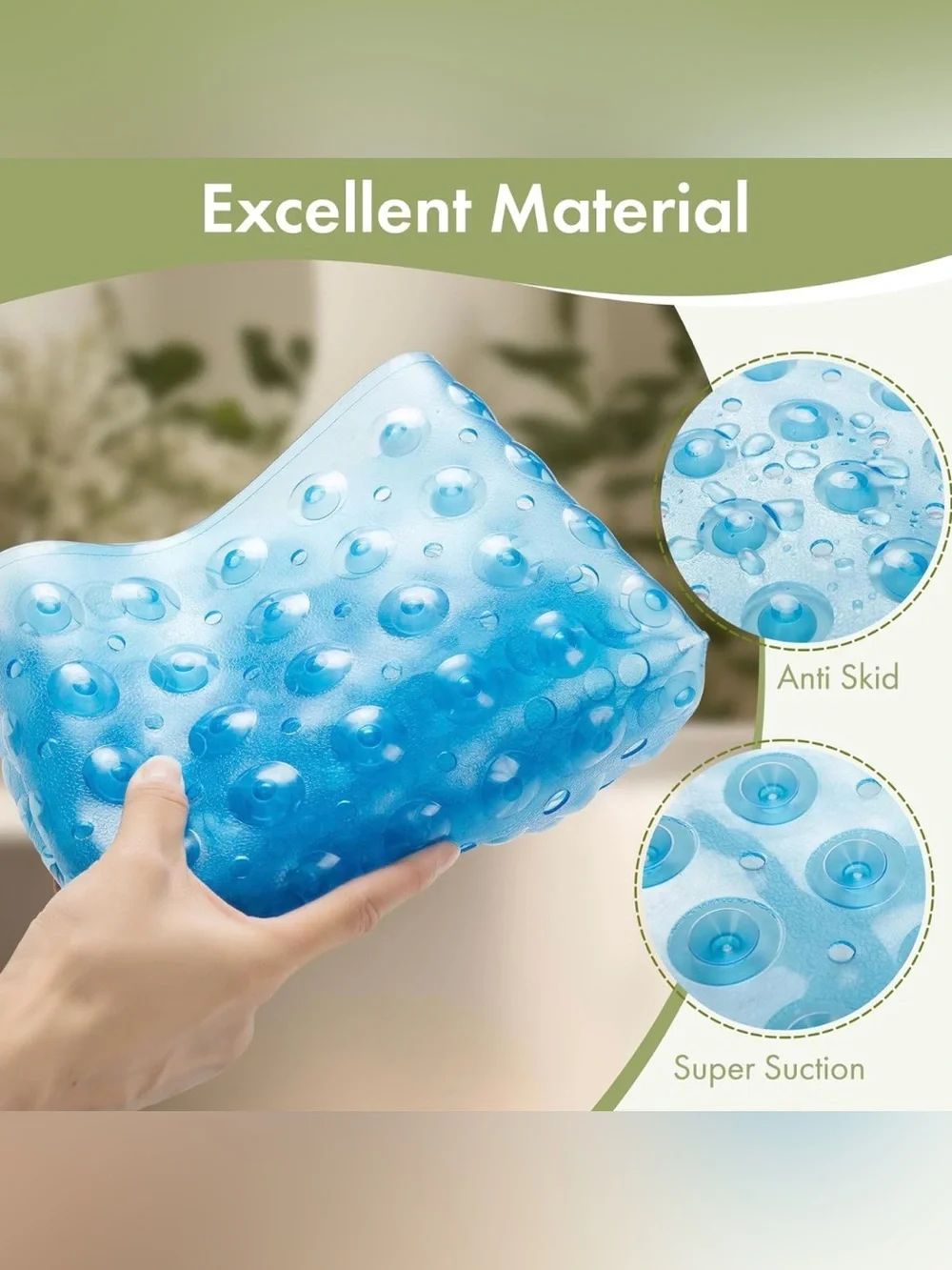 Bathtub Mat Shower Stall Mats with Suction Cups and Drain Holes, Non Slip Mat
